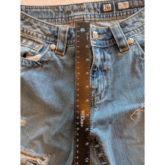 Miss Me Women's Thrashed Boyfriend Blue Jeans Sz 26 Destroyed Worn Distressed - Picture 5 of 12